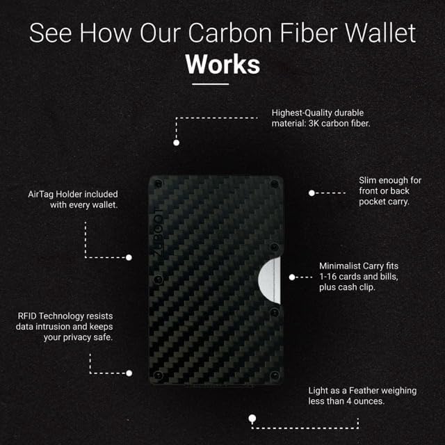 Carbon Fiber RFID Wallet for Men – Slim Minimalist Front Pocket Card Holder with Built-In Cash Clip – Lightweight, Durable, and Secure Everyday Wallet (Carbon Fiber Clip, Holds 16 Cards) - Image 7