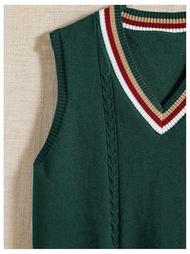 Floerns Boy's Striped Sweater V Neck Long Sleeve Cable Knit Casual Pullover Tops4