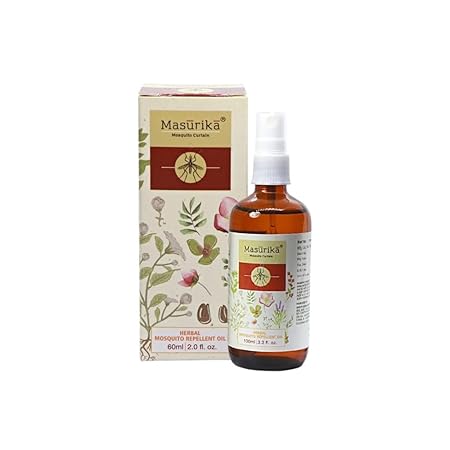 MASURIKA Mosquito Oil Herbal Mosquito Repellent | Completely Herbal | Mosquito Repellent Oil | Made with, Citronella, Lemongrass, Peppermint | Eco-friendly & Biodegradable | Irritant-Free, Chemical-Free | Skin-Safe, Plant-Safe (50 ml)