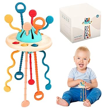 AMAZON - Montessori Toys 12-18 Months, Sensory Toys for Toddlers 1-3 UFO Food Grade Silicone Pull String Activity Toy Travel Toys for Toddlers 1-3 Year Old,Christmas Birthday Gift for Boys Girls Kids Age 1-5