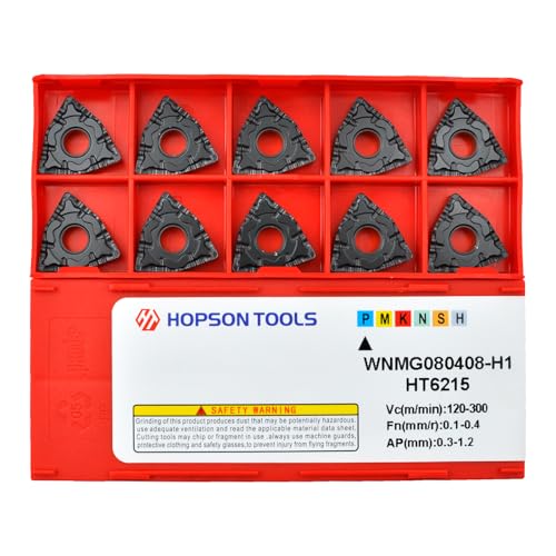 Hopson Tools Carbide Turning Inserts WNMG 432 Wnmg080408 for Finishing Cutting Steel, Wnmg Insert for Lathe Turning Tools, 10 PCS