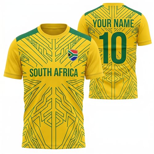 Custom South Africa Soccer Jersey - Personalized South African Jersey Soccer Fan Gifts National Sports Team Uniform Flag Shirt, Men Women Youth ZA9