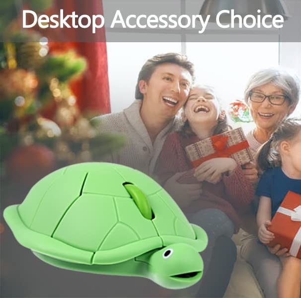 Image of Super Space Wireless Mouse,Cute Animal Green Turtle Shape Portable Quiet Optical USB Mice, 1600 DPI 3 Buttons Silent Cordless Mouse for PC Laptop Computer Notebook MacBook Desktop
