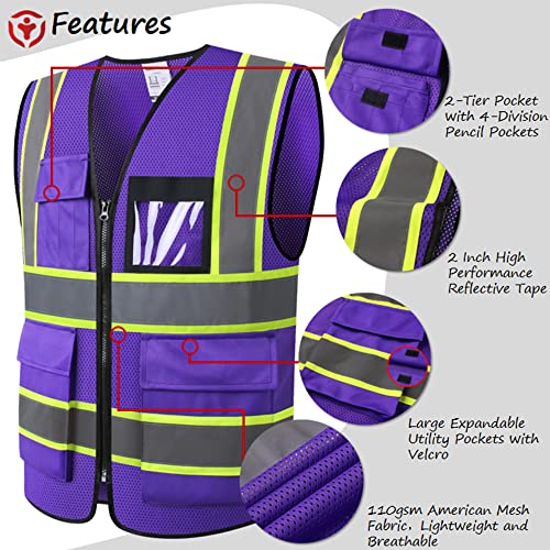 Image of Safety Vest for Men Women Reflective Construction Vest Hi Vis ANSI Standard