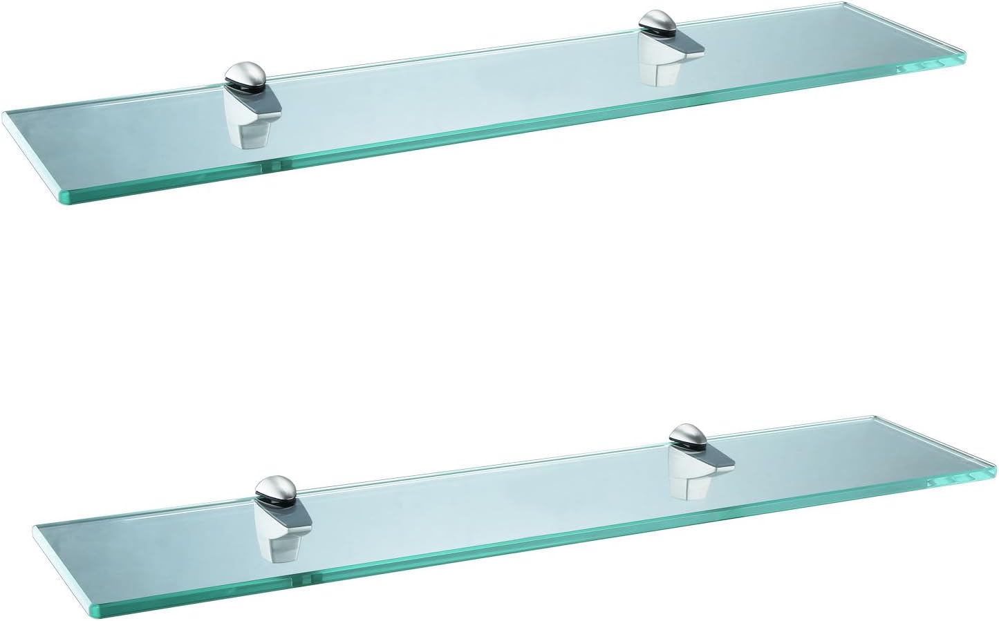 XVL Bathroom Glass Shelf 23.6 Inch Tempered Glass Storage Brushed 2 Pieces GS3004AX-2