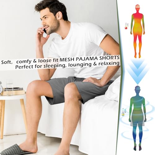 Mens Sleep Shorts Pajama Lounge Casual PJ Sleepwear Gym Shorts for Men 2 PACK Pajama Bottoms with Pockets Drawstring4