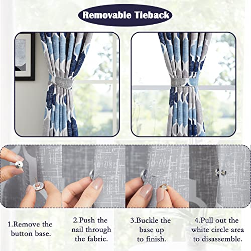 Beauoop Moroccan Full Blackout Curtain Panels For Sliding Patio Door Lattice Geo Print Extra Wide Light Blocking Thermal Insulated Drapes Room Divider Grommet Window Treatment,100X84,Blue Gray,1 Panel #TOP2