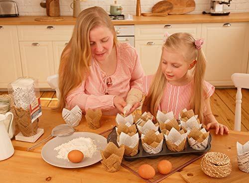 Baker's Signature Tulip Baking Cups Newspaper Pattern Paper Cupcake & Muffin Liners Pack Of 150 | Grease Resistant Wrappers – Will Not Curl Or Burn – Comes In Convenient Packaging #TOP6