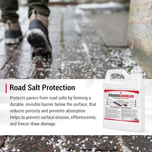 PaverArmor Penetrating Paver Sealer & Water-Repellent - Preserve and Protect Concrete, Brick, & Porous Stone Pavers. No Gloss/Non-Slip/Natural Finish - (5 Gals)