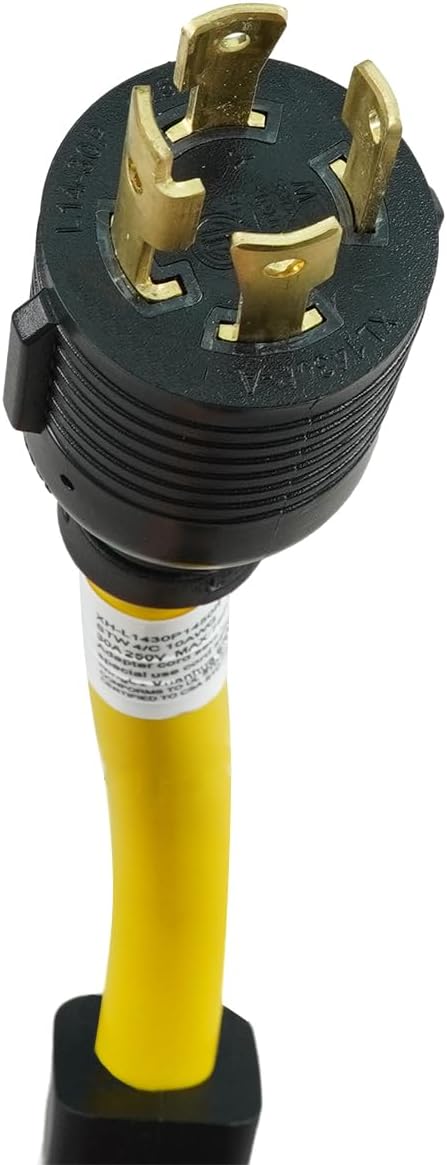 30 Amp to 50 Amp RV Generator Adapter Cord, 1FT NEMA L14-30P to 14-50R Adapter, 4 Prong Locking Power Adapter, for RV Grip Handle 10AWG/4C Yellow, ETL Listed