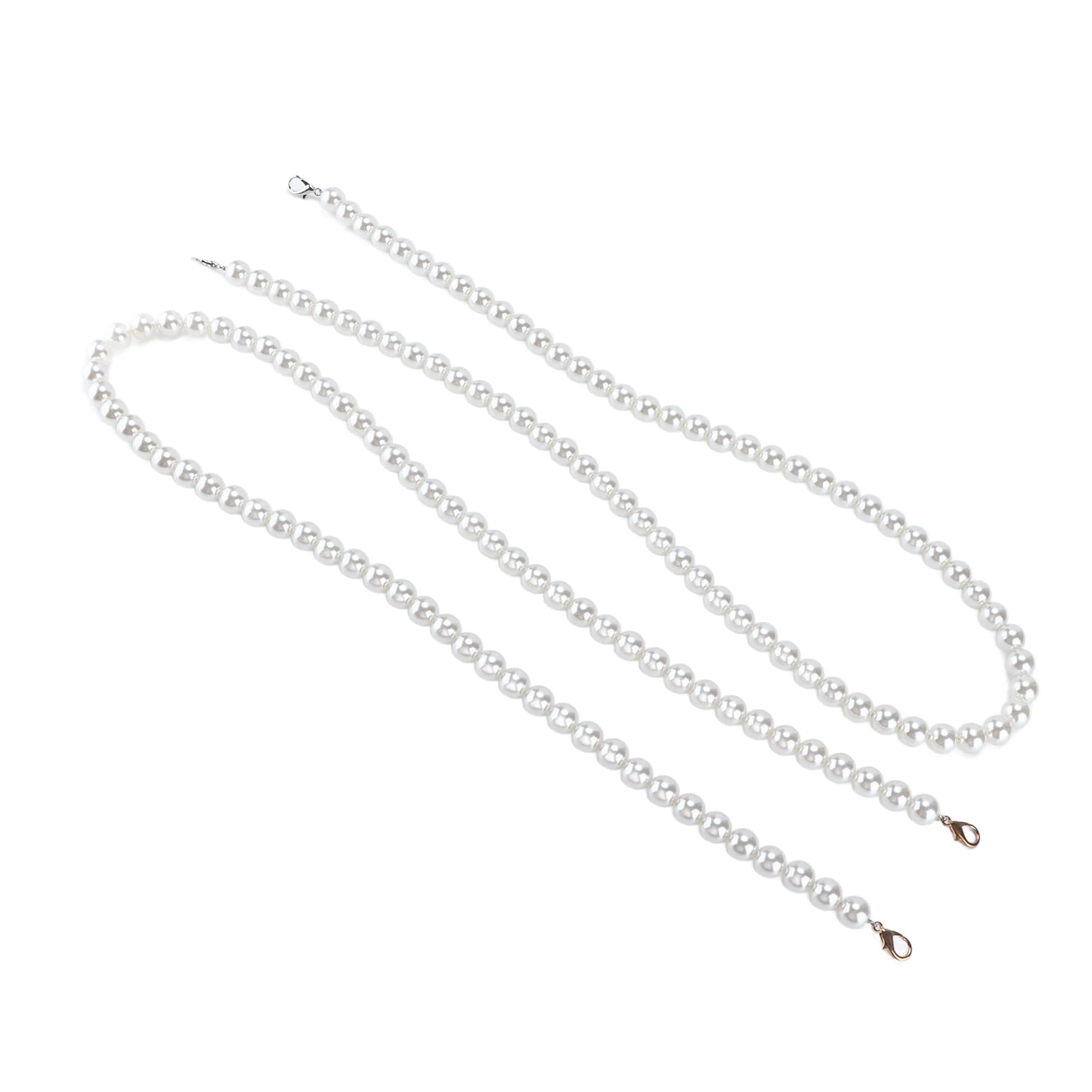 Set of 2 Imitation Pearl Chains, Unbreakable Charming Fashionable Concise Exquisite Shiny Strong Durable Bag Strap for Bags Decorations for Gifts(1m)