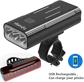 Gyhuego Bike Light USB Rechargeable, 4000 Lumen Bicycle Lights Front and Back, Bright