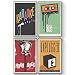 Pillow & Toast Retro Music Decor for Kids Bedroom, Set of Four, 11x17, 80's Band Tour Classic Posters