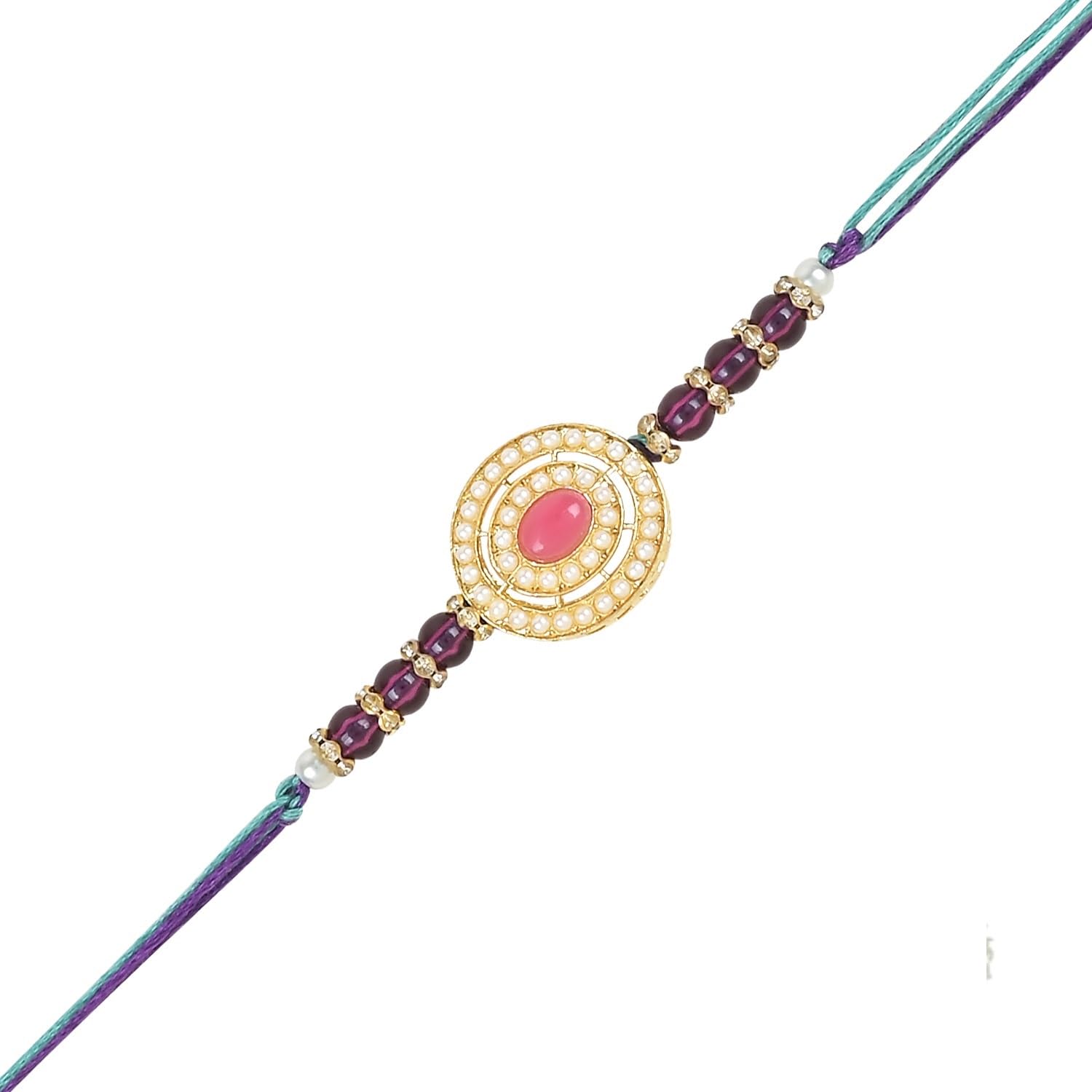 I Jewels Mens Rakshabandhan Designer Handcrafted Pearl & Kundan Bhaiya Rakhi With Roli Chawal & Rakshabandhan Card For Brother/Bro/Bhai (R096Pi) (B0CB4M3KGS) Amazon Price History, Amazon Price Tracker