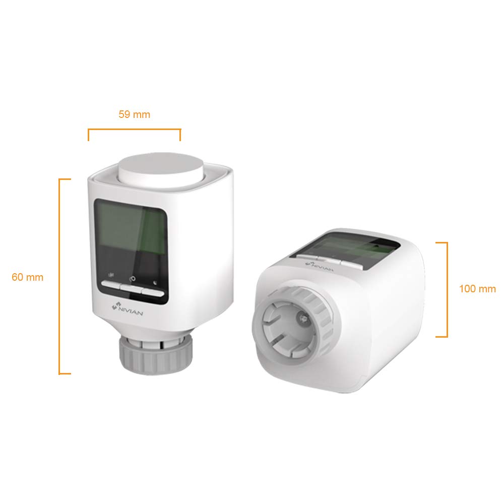 Valvola termostatica intelligente Nivian Wifi per radiatore- Funziona solo con termostato Nivian .Compatibile con Amazon Alexa e Google Home- Controllo remoto APP Tuya