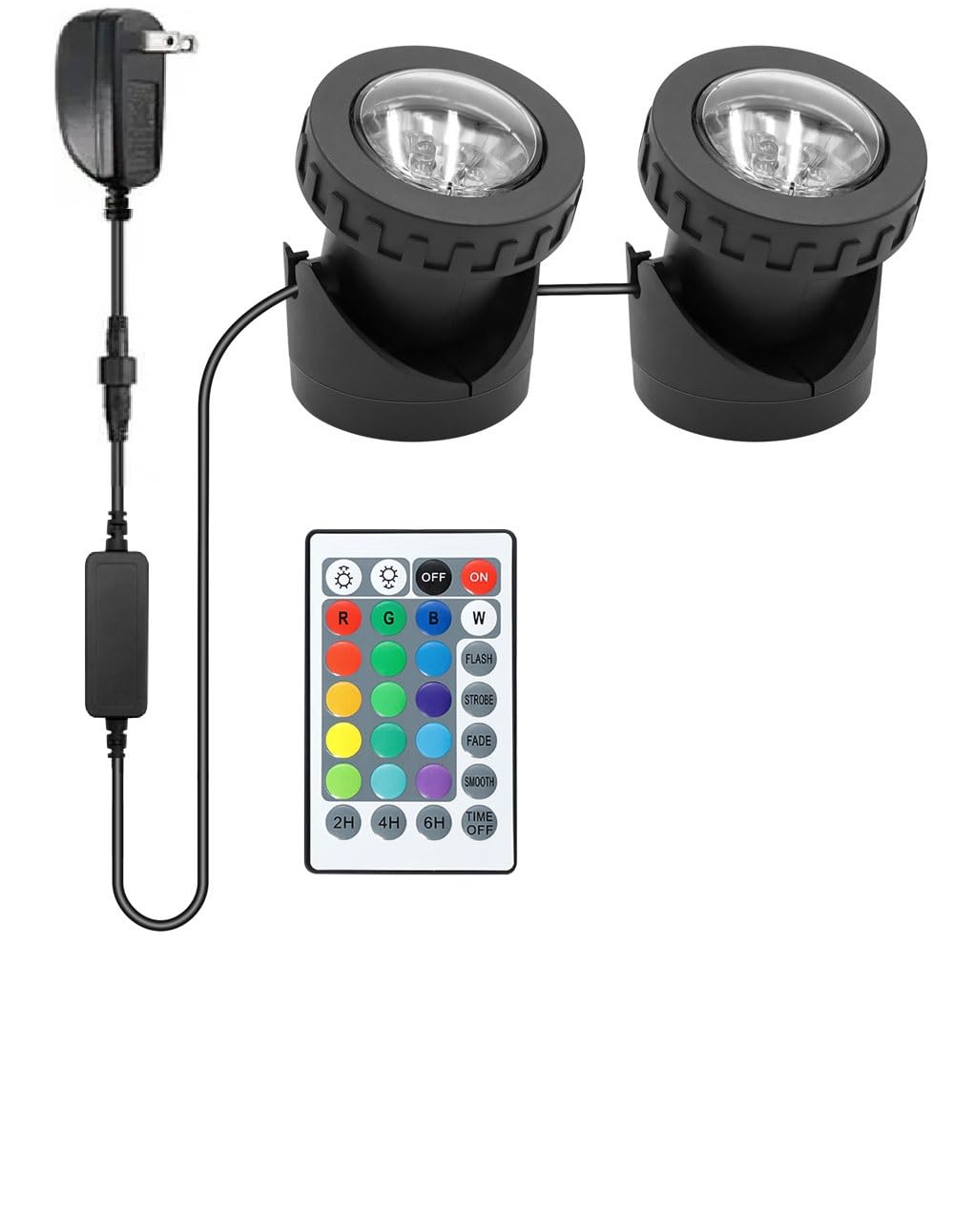 Colored Pond Lights with Timer, RGB Fountain Lights IP68 Waterproof, Underwater LED Dimmable Outdoor Light for Fish Tank Pond Fountain Garden Landscape, 2 in Set