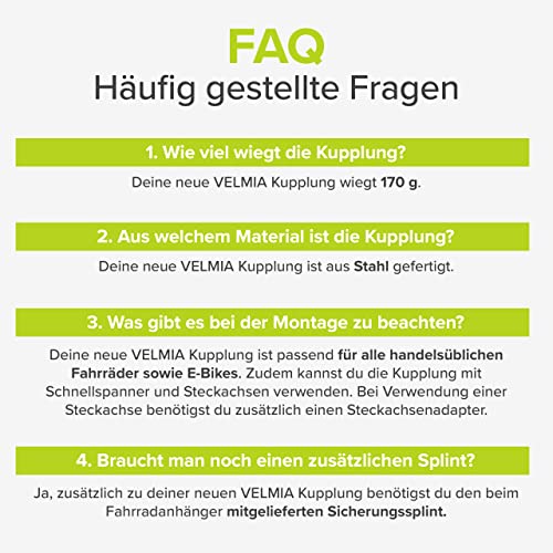 VELMIA Fahrradanhänger Kupplung für Thule Anhänger [1 Stück] Fahrrad Anhängerkupplung für Thule Chariot Modelle, Fahrrad Kupplung für Kinderanhänger