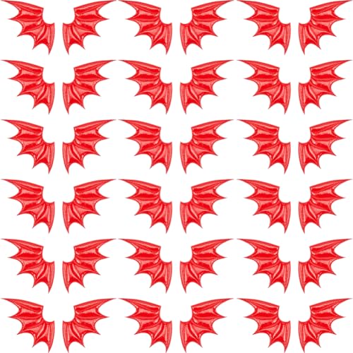 GORGECRAFT 40PCS Bat Wing Hairpins Accessories PU Leather Demon Wings Ornament Accessories Halloween Decor Red Angel Wing Embellishments for Hair Ornament & Costume Accessory