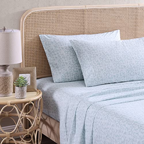Image of Tommy Bahama King Cooling Sheet Set - 100% Cotton Percale, Crisp & Breathable Sheets for Hot Sleepers, Lightweight, Cool Zone Blue Sky, Deep Pocket