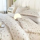 EAVD Vintage Garden Pink Floral Comforter Set Queen Boho Soft Microfiber Chic Cute Floral Bedding Set for Girls Women and 2 Pillowcases Fresh Reversible Botanical Comforter Set for All-Season