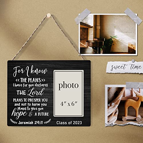Nurawo Positive Graduation Theme Wood Picture Frame Rustic For I Know The Plans Bible Verse Wooden Photo Frame For Tabletop Or Wall Display (For 4X6 Photo), Graduation Gift #TOP3