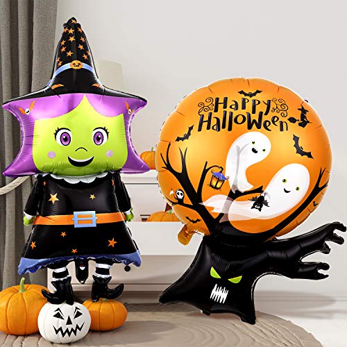 10 Pieces Halloween Balloons Halloween Foil Balloons Halloween Mylar Foil Balloon Pumpkin Witch Ghost Bat Balloon For Halloween Party Decorations Supplies #TOP6