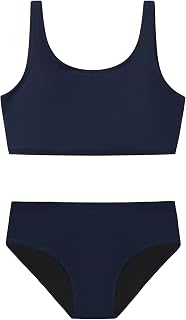 2피스 여아용 비키니 세트, 전체 안감, UPF50+ 자외선 차단 수영 탈착식 패드 수영복 | UPF50+ sun protection, fully lined removable pads, chlorine-resistant quick-dry, soft stretchy, ideal for beach pool surfing