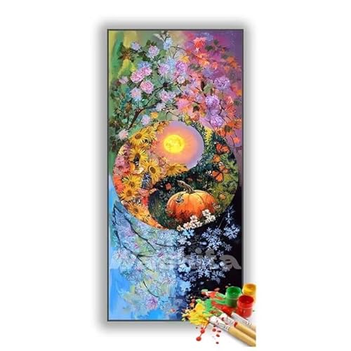 �������G �@�� �� �����h��G �L�b�g DIY ��l ���S�Ҍ��� �f�W�^�����G ��h�� �����L�b�g�ɂ��G�� Paint By Numbers �A�N�����y�C���g ���ʉ� �����Ńy�C���g �z�[�� �I�t�B�X���� �M�t�g 20x40 cm, �t���[���Ȃ�