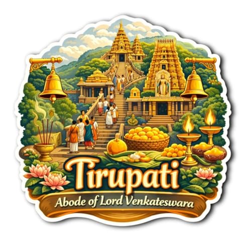 Image of Apna Gift Wooden Fridge Magnet Sticker for Refrigerator Door | Multipurpose Office Magnet for Home Kitchen Decor | Souvenir Gift Travel Memory Fridge Decoration | 4 x 3 Inch Wooden Magnet (Tirupati)