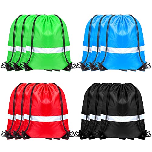 Drawstring Backpack Bags 12 Pcs Reflective Drawstring Backpack Cinch Bag Gym Drawstring Bags Bulk