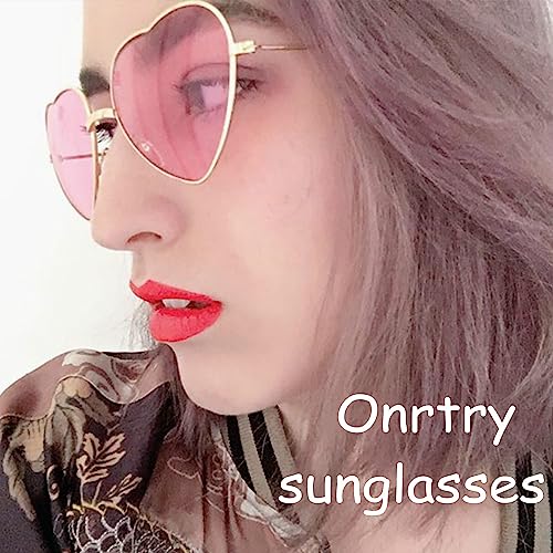 Image of Onrtry Heart Shaped Polarized Sunglasses for Women Vintage Lovely Metal Frame Sun Glasses