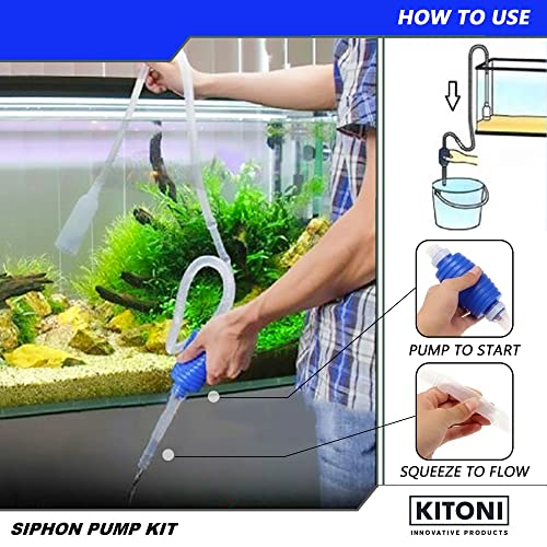 Fish Tank Cleaner Kit (5 in 1) Aquarium Gravel Cleaner Kit. 1.7m Siphon Gravel Cleaner, 40cm Sponge, Scourer, Cloth, Gloves. Hand Syphon Pump for Fish Tank. For Quick Water Changing - Image 7