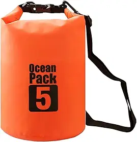 Saco Estanque Dobrável 5 Litros Impermeável com Alça Ajustável Prova D'Agua Mergulho Pescaria Saco Mochila