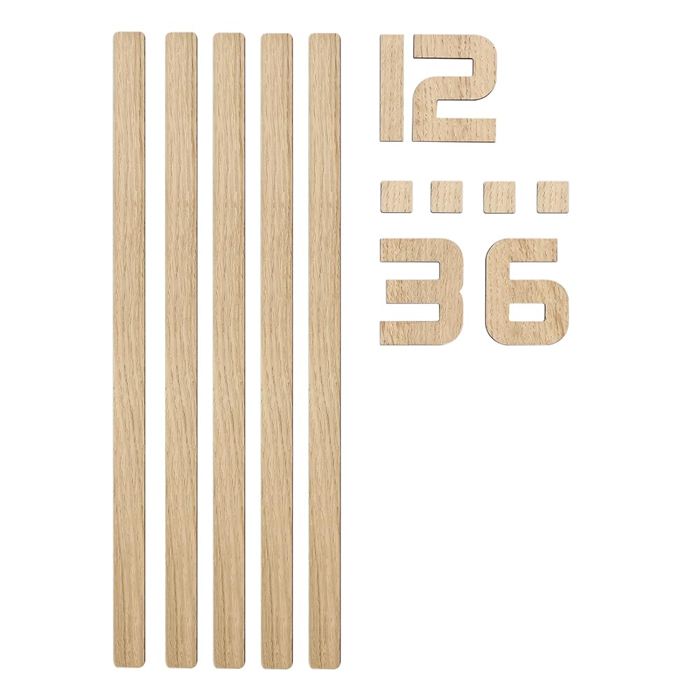 PRIM Veneer DIY Wanduhr aus Holz, hergestellt in der EU, Wanddekoration 400 x 450 mm, 3D-Zahlen, sehr leise, für Küche, Schlafzimmer