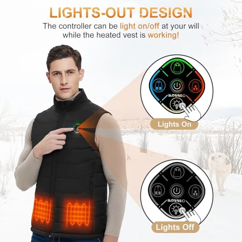 KOVNLO Heated Vest for Men, Smart Controller with Lights-out Design, Electric Heated Jackets (Battery Pack Not Included)3