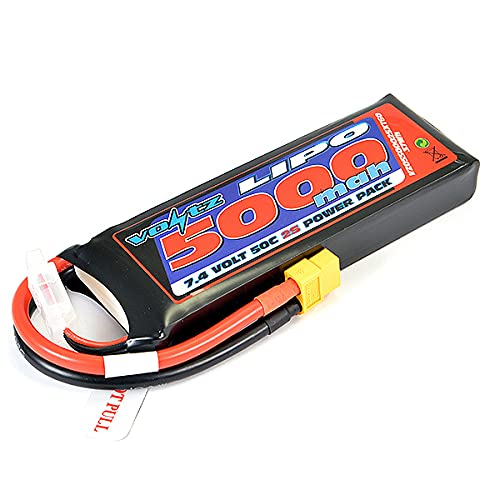 VOLTZ 5000mAh 2S 7.4V 50C LiPo RC Battery w/XT60 Connector Plug