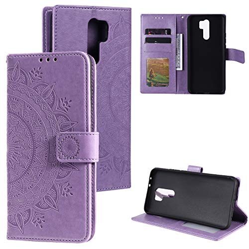 HTDELEC Funda Xiaomi Redmi 9 Morado,Premium y Elegante Cuero PU Cover [Slim Flip] Protective Funda Case con Cierre Magnético Incorporado para Xiaomi Redmi 9(T-Morado)
