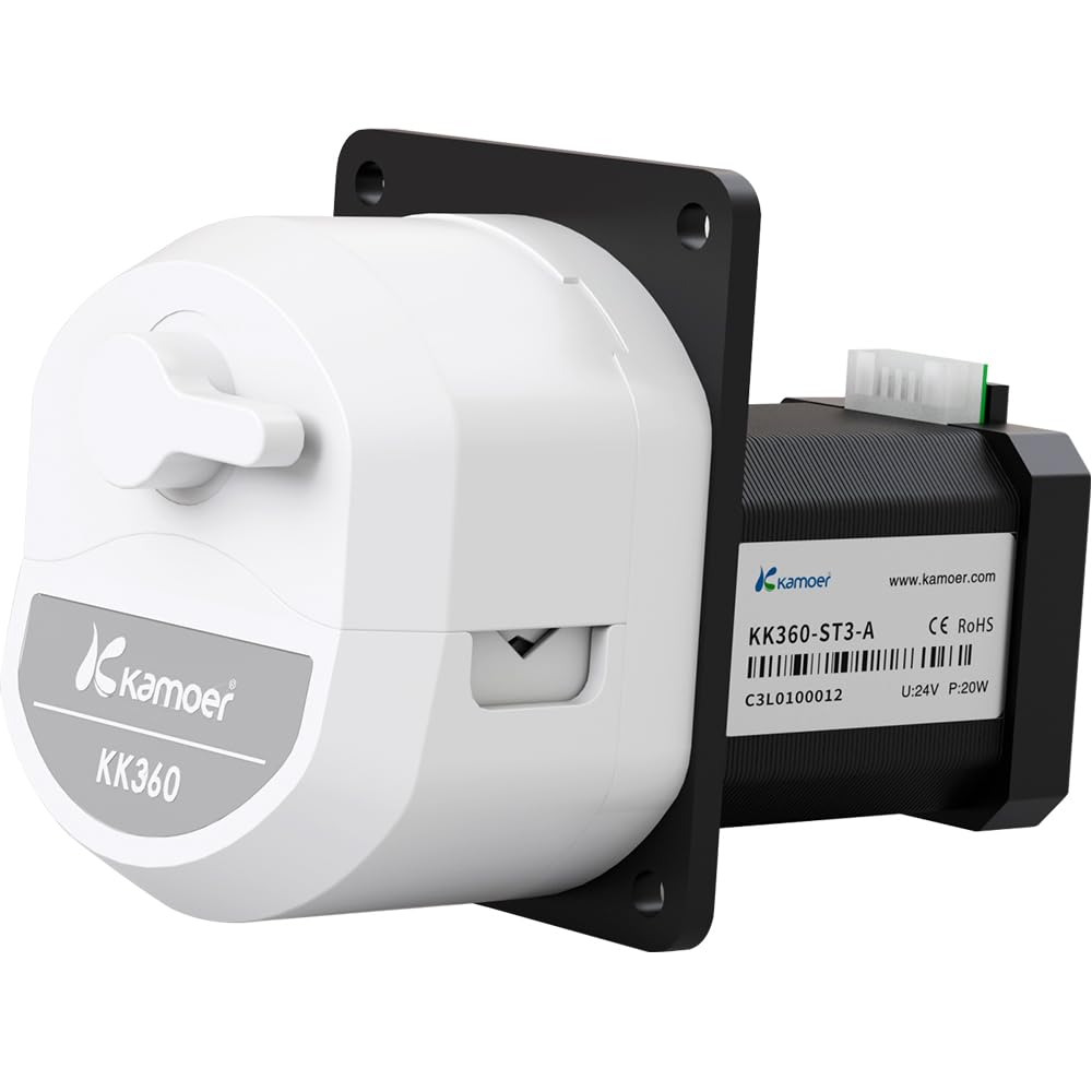 Kamoer KK360 Schlauchpumpe mit Schrittmotor mit hohem Durchfluss 24 V | Schnellwechsel, Flüssigkeitsdosierpumpe, PWM, 13-310 ml/min, 300 U/min, 5 Arten von Schläuchen