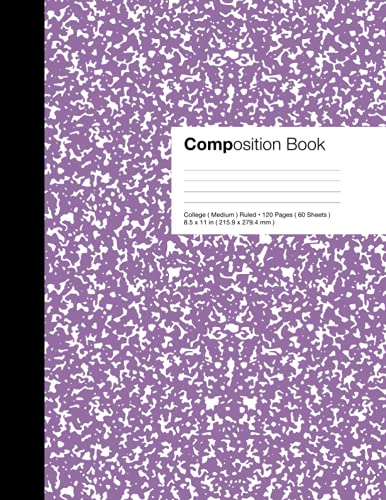 Marbled Composition Notebook: Brightly ( Purple ) Colored - Essential College Ruled ( 120 Pages ) Journal for Home, School, Work ( 8.5” x 11” ) image 2