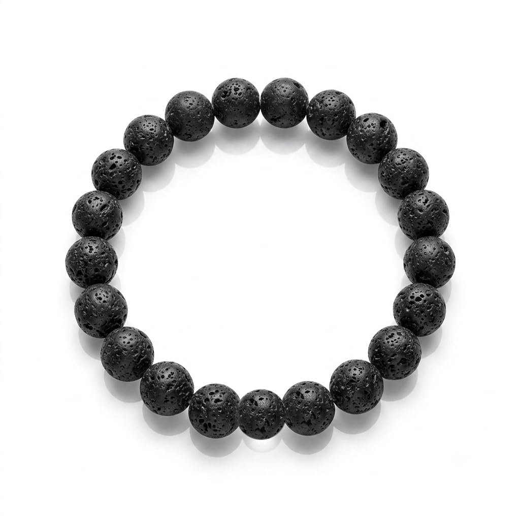 Wristband Orange Crystal Unisex Lava Stone Bracelet for Adults, One Size, 30 Grams, 20 Centimeters-image-39