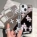 xoniery Compatible with iPhone 14 Plus Cute Glossy Mirror Back Case,Cross Pattern,Senior Shockproof Protection for iPhone 14 Plus Case for Women Girls-White
