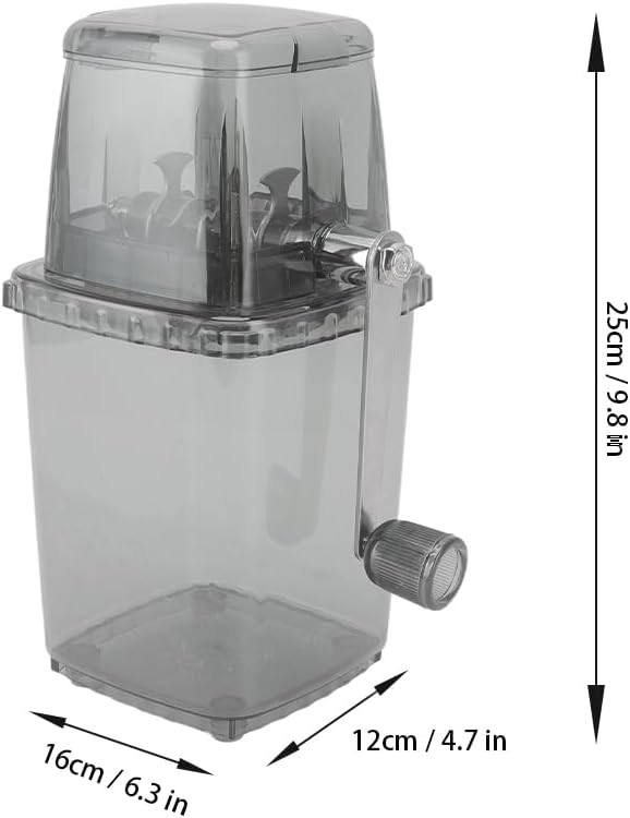 Hand Crank Ice Crusher, Manual Hand Crank Operated Breaker, Portable Chopper Transparent Stainless Steel Breaker Making Drinks Machine for Fast Coarse Shaved Fine Chips Ho (Gray)