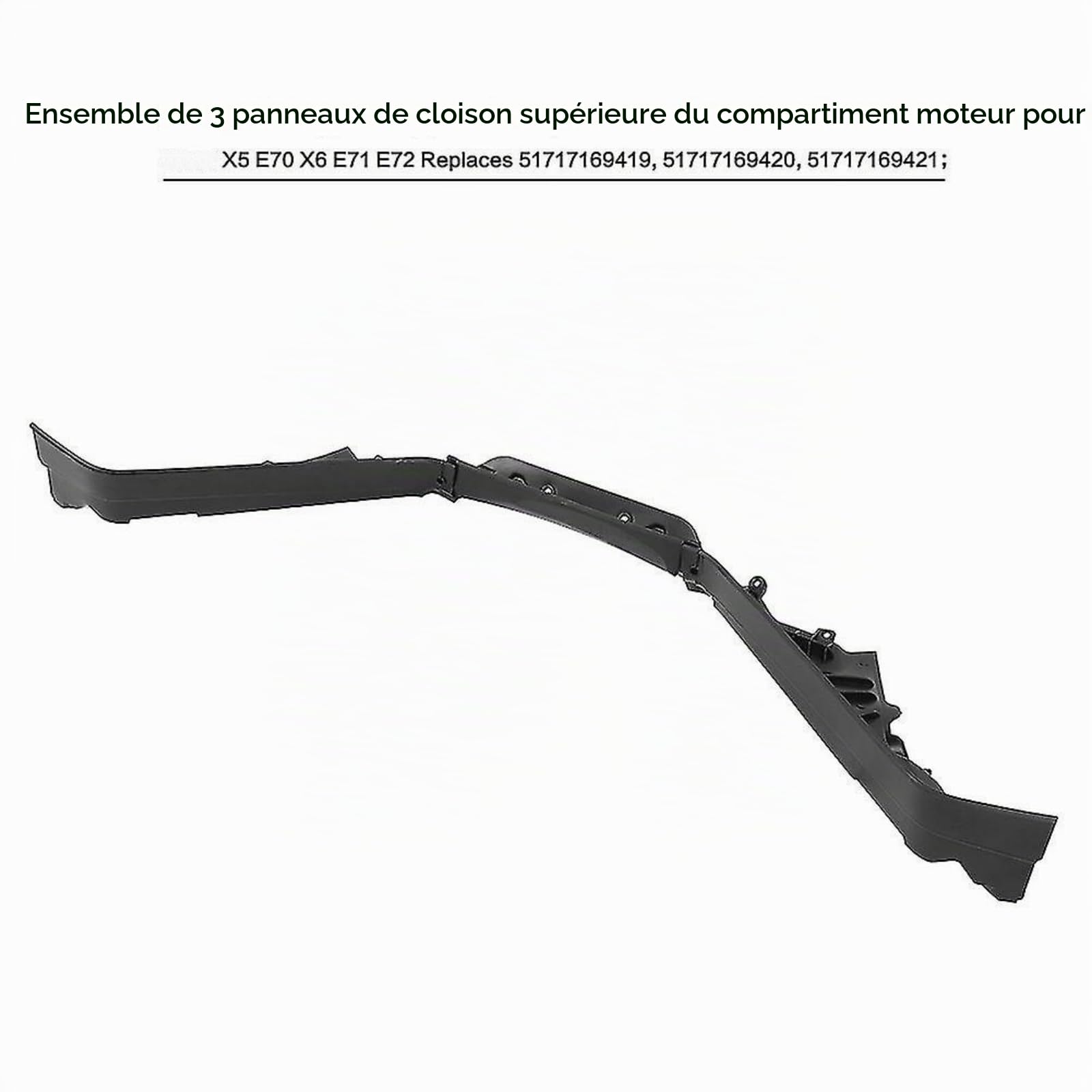 Kit de séparateur supérieur de compartiment moteur 3 pièces adapté pour X5 E70 2007-2013 X6 E71 E72 2008-2014, accessoires de voiture pièce # 51717169419 51717169421