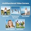 Camcorder Video Camera 2.7K 48MP Vlogging Camera, 18X Digital Zoom Video Camera for YouTube, 3 270 Rotatable Screen Camcorder with LED Light & Webcam, Anti-Shake Function for Beginners