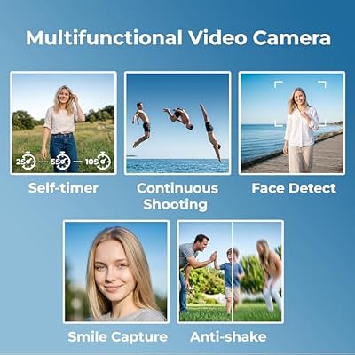 Camcorder Video Camera 2.7K 48MP Vlogging Camera, 18X Digital Zoom Video Camera for YouTube, 3 270 Rotatable Screen Camcorder with LED Light & Webcam, Anti-Shake Function for Beginners