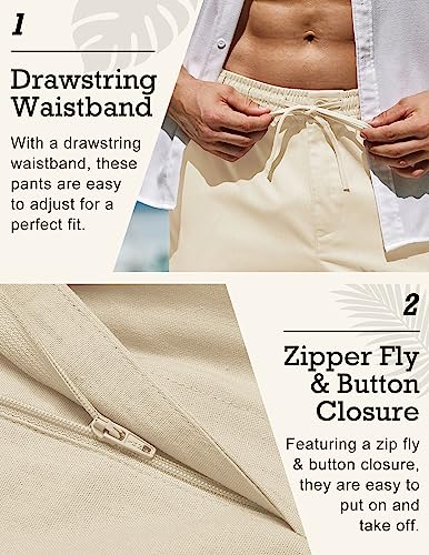 COOFANDY-Mens-Casual-Linen-Pants-Elastic-Waist-Drawstring-Beach-Summer-Pants-Lightweight-Linen-Trousers