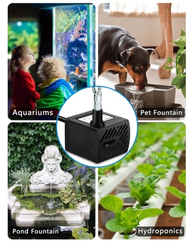 Image of PULACO 50GPH 3W Mini Submersible Water Pump with 3.3 FT Tubing for Aquariums, Fish Tank, Pond, Fountain, Hydroponics
