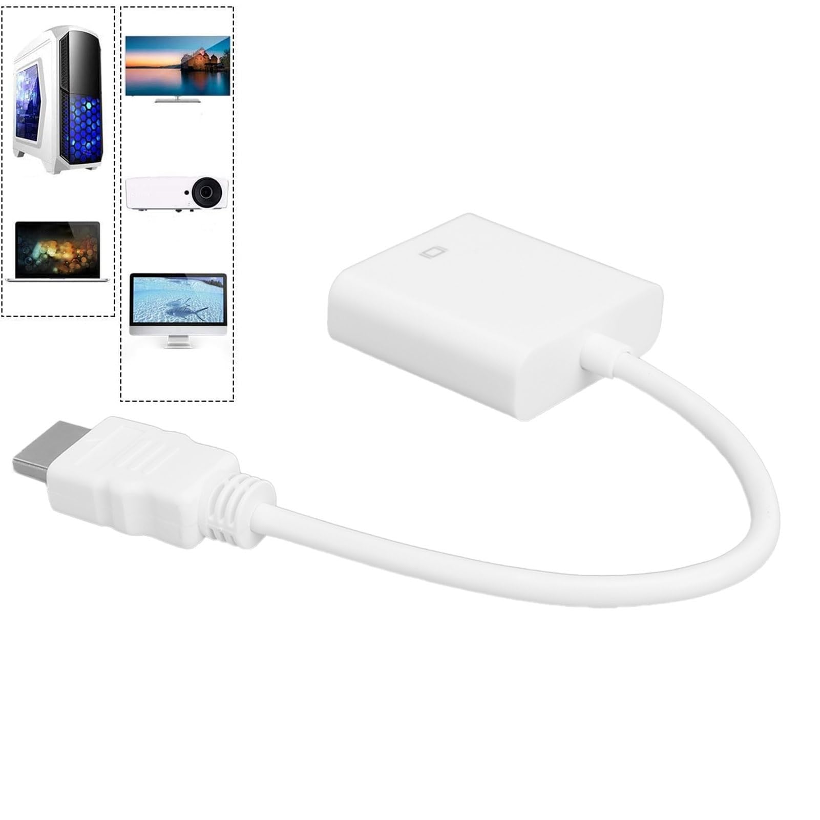 Adapter VGA na HDMI, Interfejs Multimedialny HD na Konwerter Adaptera VGA do Komputera Monitor do Laptopa Projektor (Biały)