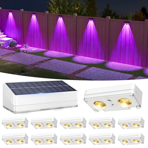 VOLISUN 12 Stück solarlampen für außen, 10 Farben & farbwechselnde Solar Wandleuchte Aussen IP65 Wasserdicht, RGB Heller Solarlampen für Außen Wand für Garten, Pools, Haus, Deck, Porch, Zaun (Weiß)