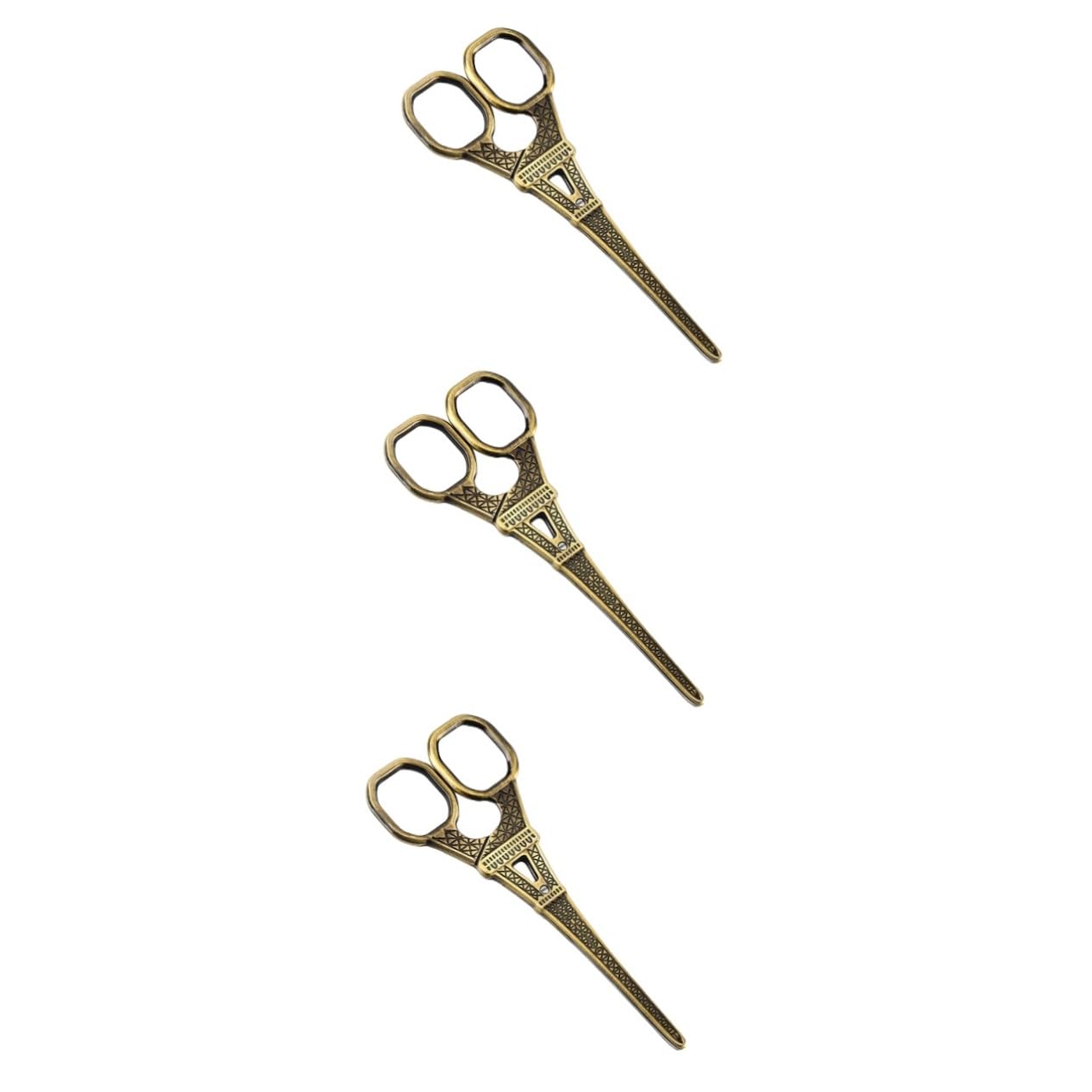 3pezzi Forbici Vintage Inossidabile Forma Di Torre Eiffel Cesoie Artigianali Per Cucito Ricamo e Lavori Manuali Design Elegante e Manici Confortevoli Colore Casual Random